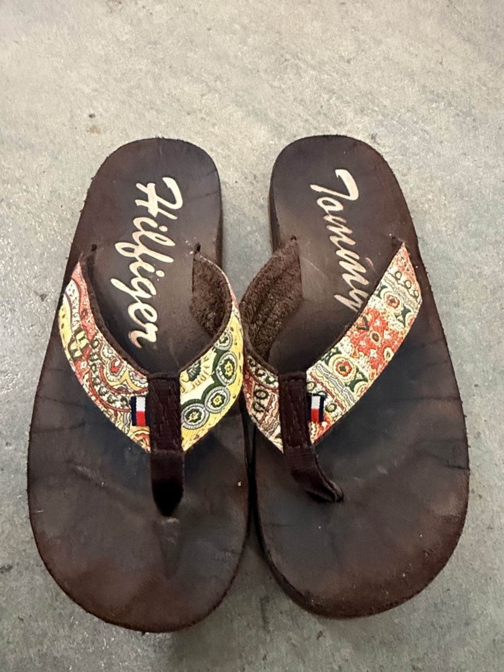 Tommy Hilfiger Multicolor Printed Strap Brown Flip Sandals